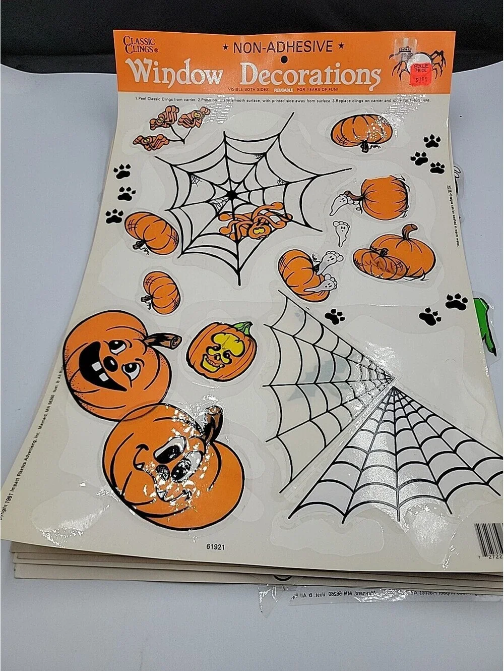 Vintage Halloween Window Clings Decorations Lot Classic Clings Pumpkins Witch Gh